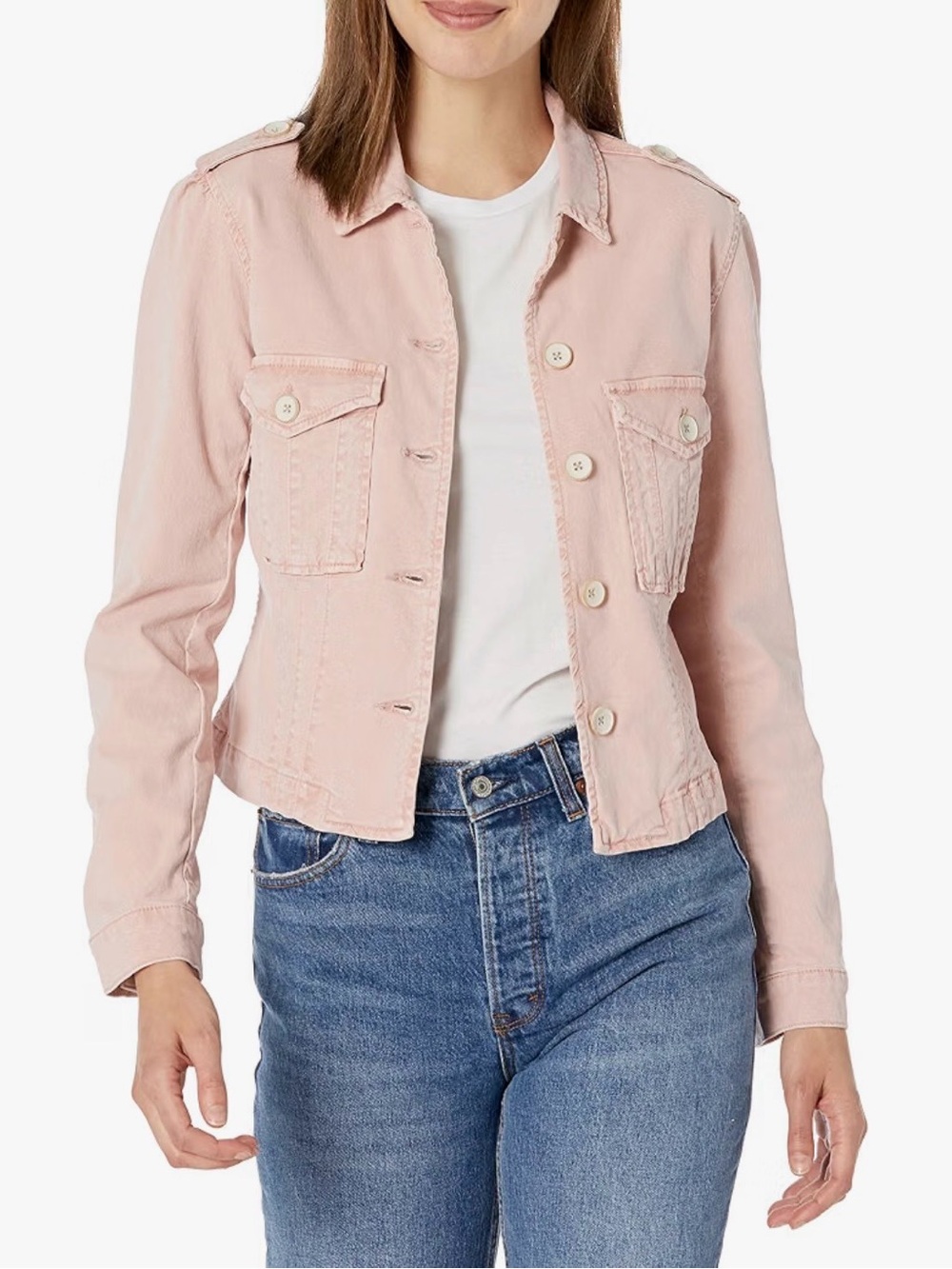 PAIGE Pacey Jacket in Vintage Pink Utility Cargo Crop - Size M Medium